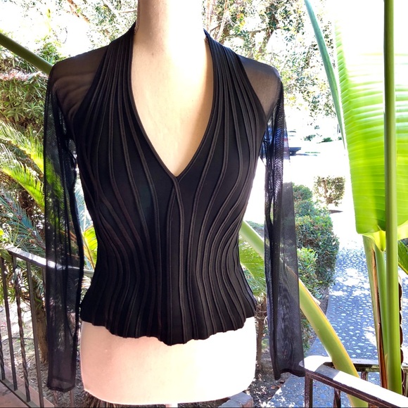 Tadashi Shoji Tops - Tadashi  black bandage top ,V cut neck